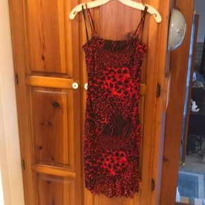Red animal print dress
